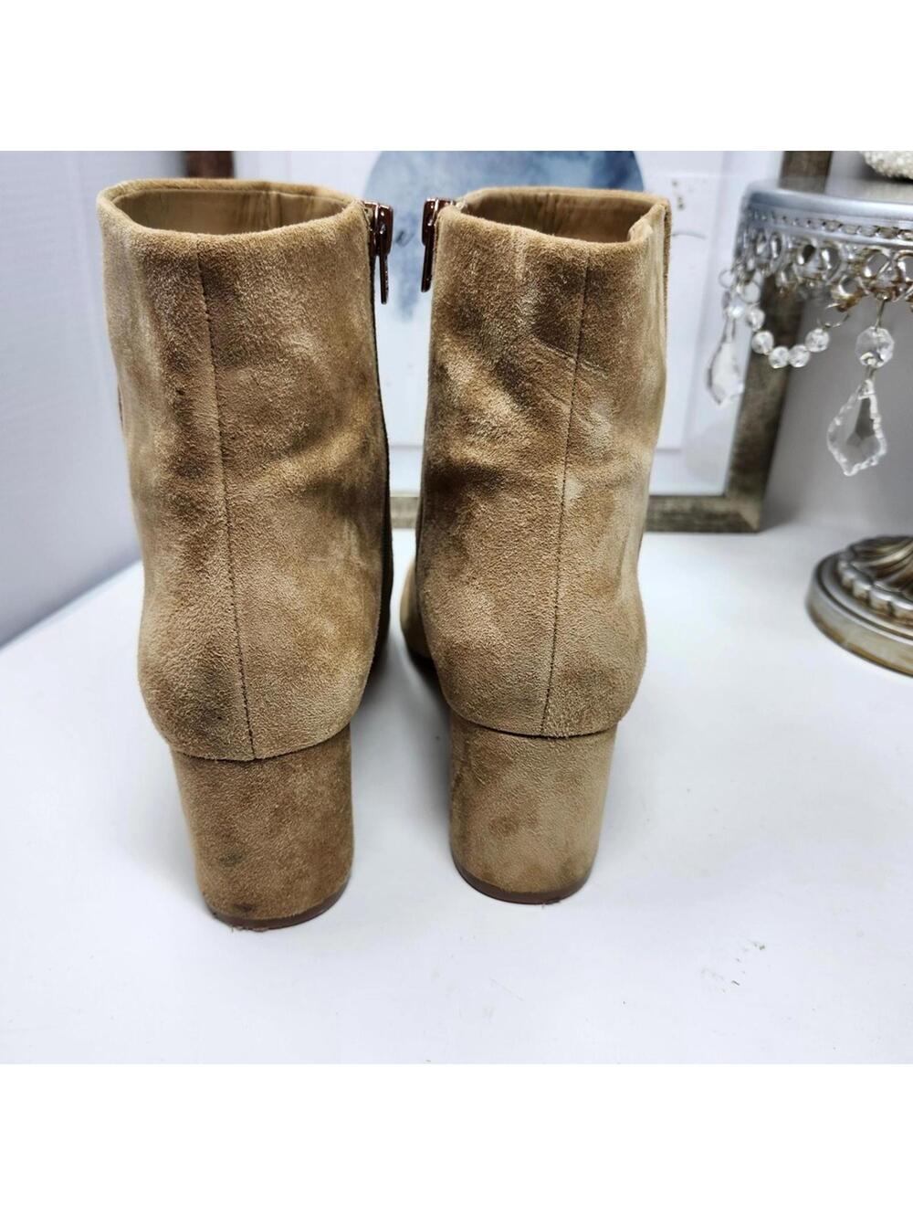 Naturalizer Westino Suede Ankle Boots Size 8.5M Block Heel Rose Gold Zip - Picture 2 of 7